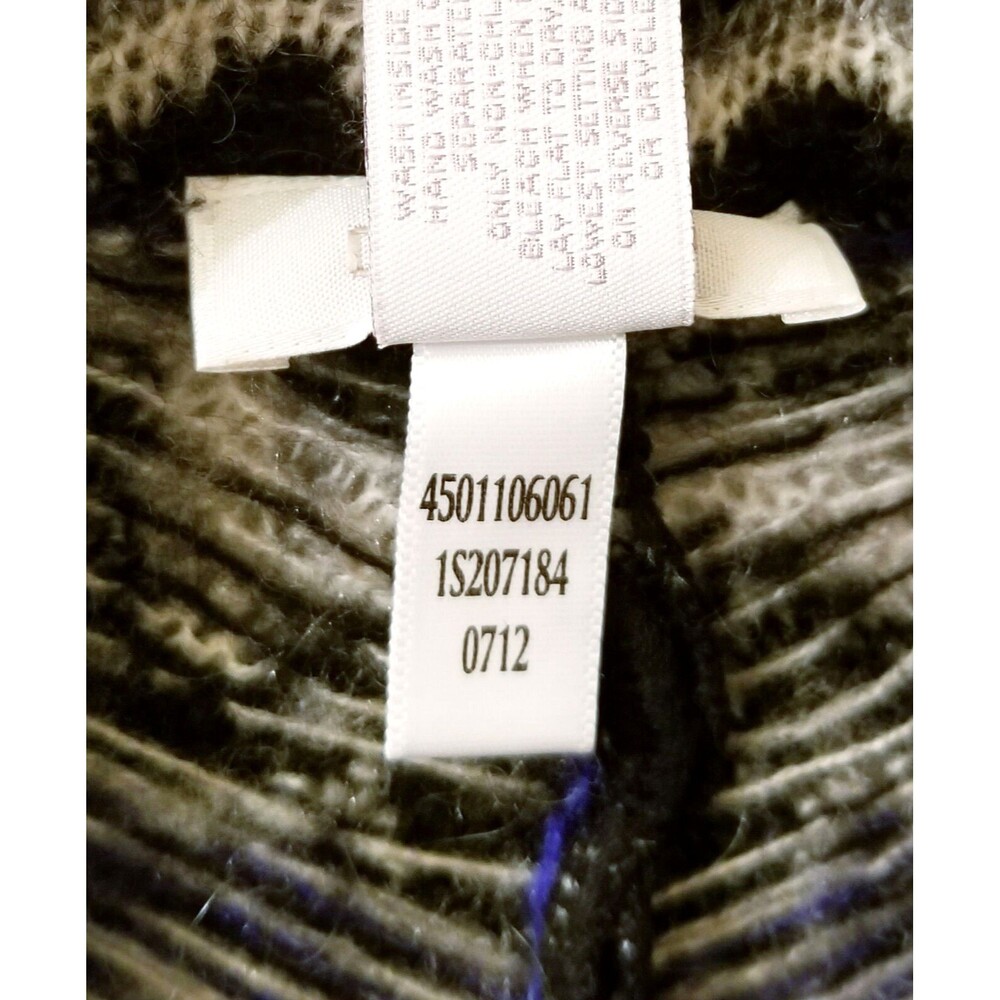 CHICO'S Cardigan Sweater Sz 2 US Large 12 Blue Black Gray Ivory Chevron Striped - Picture 7 of 8